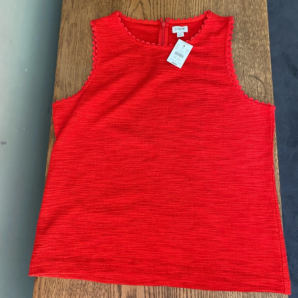 NWT Red JCrew Scallop Tank Top